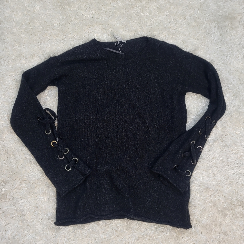 Cable & Gauge Women's Corset Long-sleeve Sweater, Black, XS